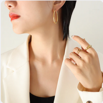 Shine with Titanium Plated 18K Gold U-Shaped Earrings from Apparellry