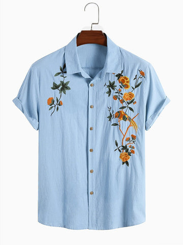 Men's Casual Wear Sky Blue Colour Printed Cotton Shirt