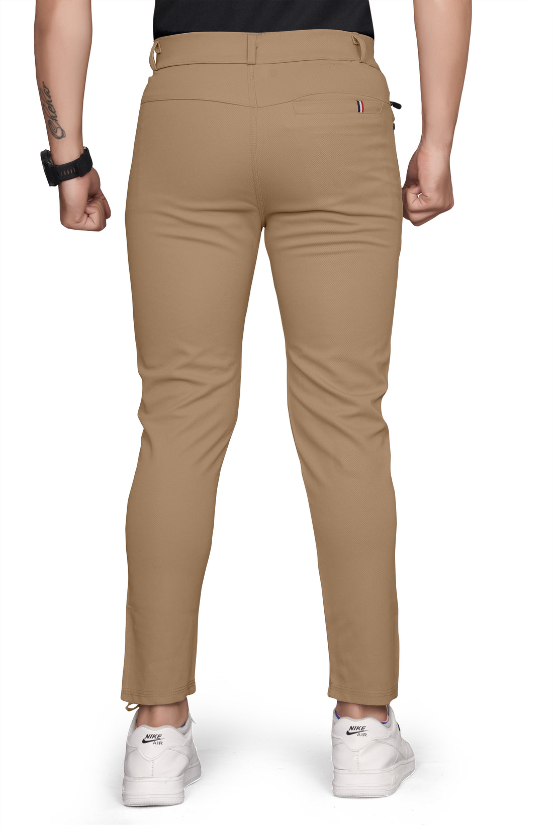 Khaki Cotton Blend Formal Trousers Pants For Mens